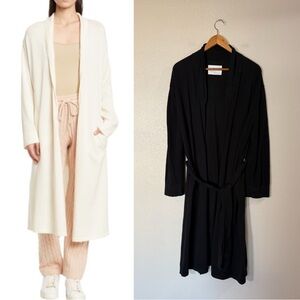 Grey/Ven Kelly Long Sweater Open Front Duster Cardigan Black Small